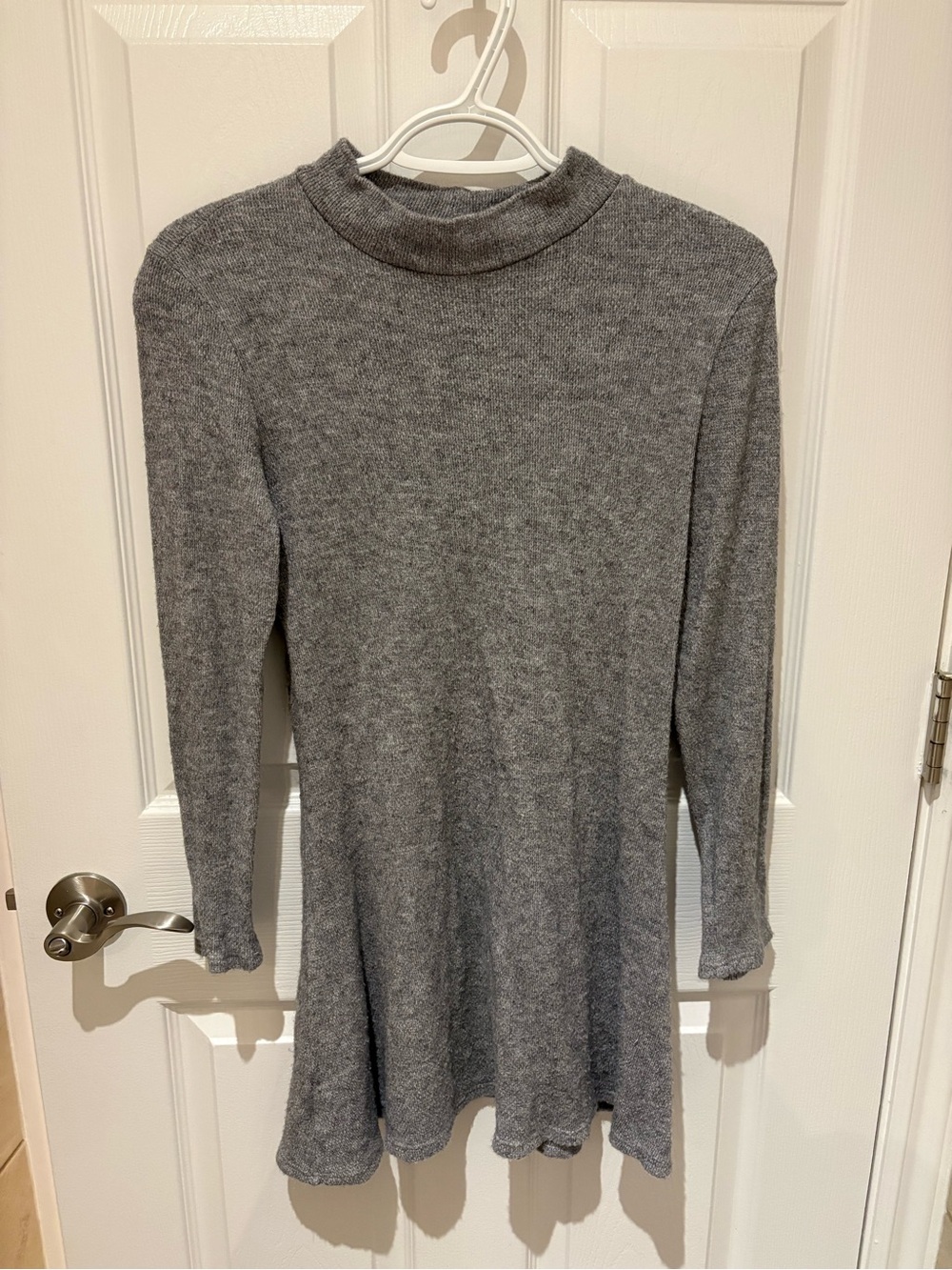 twik Gray Long-Sleeve Knit Swing Dress
